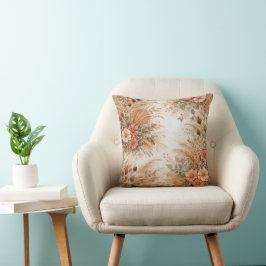 Cojín Decorativo Terracota Floral Boho Pampas Melocotón