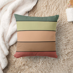 Cojín Decorativo Terracota Marrón Verde Negro Sobre Papel Acuarela