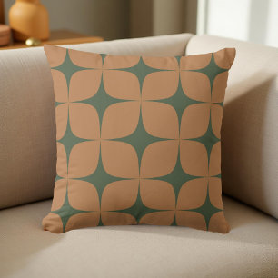 Cojín Decorativo Terracota Retro y Verde Oscuro Moderno de Mediana 