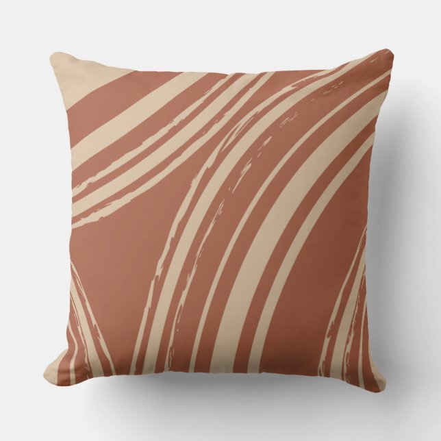 Cojín Decorativo Terracota y círculos de onda beige (Anverso)
