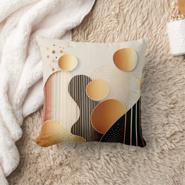 Cojín Decorativo Terracotta Brown y Beige de mediados del siglo (Manta)