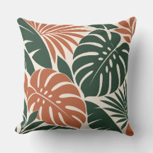 Terracotta Green Tropical Leaf Silhouette