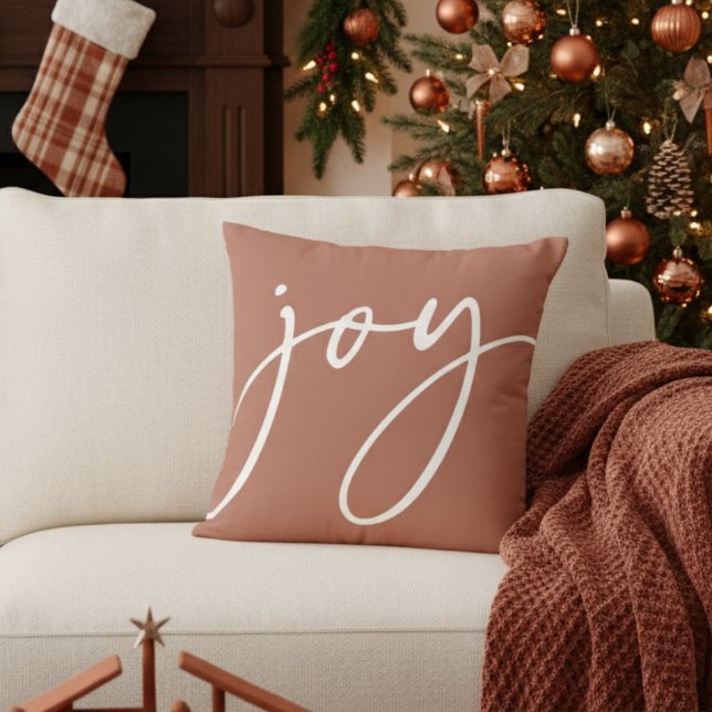 Cojín Decorativo Terracotta Guión manuscrito Joy Holiday (Subido por el creador)