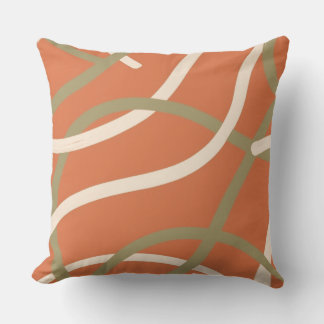Cojín Decorativo Terracotta Linework Pattern | Cream & Olive 