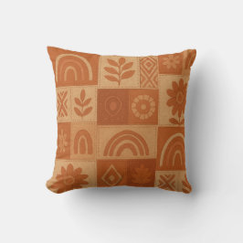 Cojín Decorativo Terracotta Patchwork Quilt Rustic Farmhouse Floral