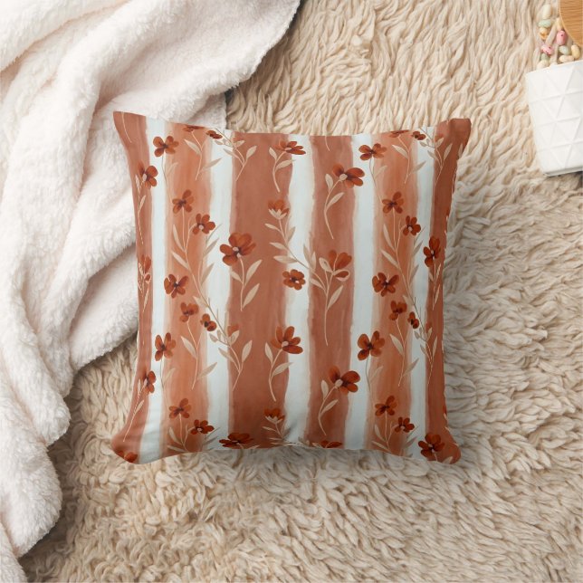 Cojín Decorativo Terracotta Wildflower Vertical Stripe Boho Pattern (Manta)