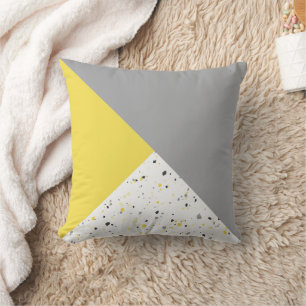 Cojín Decorativo Terrazo Geométrico Moderno Amarillo Gris