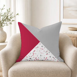 Cojín Decorativo Terrazo Geométrico Moderno Magenta Gris