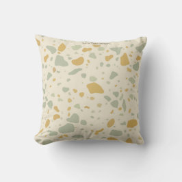 Cojín Decorativo Terrazo Moderno Verde Salvia y Dorado