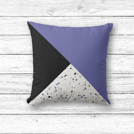 Cojín Decorativo Terrazo Negro Periwinkle Moderno y Tendencioso