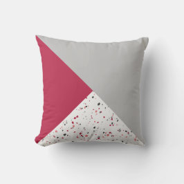 Cojín Decorativo Terrazzo de Gris Magenta Geométrico Moderno