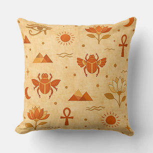 Cojín Decorativo Terrenal Boho Patrón Egipcio-Minimalista Faraónico