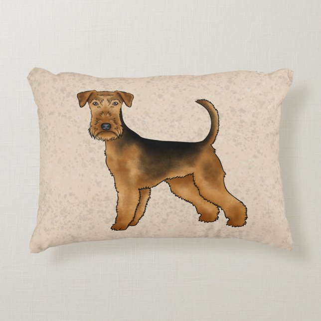 Cojín Decorativo Terrier Airedale Perro de Dibujos Animados Lindo s (Anverso)