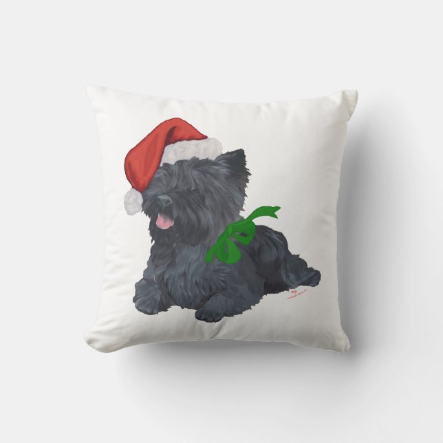Cojín Decorativo Terrier Cairn de Navidad (Anverso)