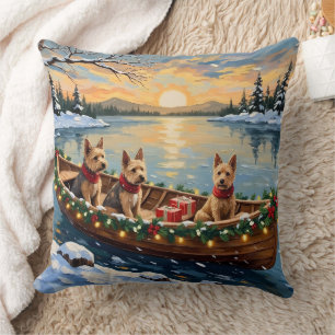 Cojín Decorativo Terrier de Zorro de Alambre Navidad Barco Fiesta