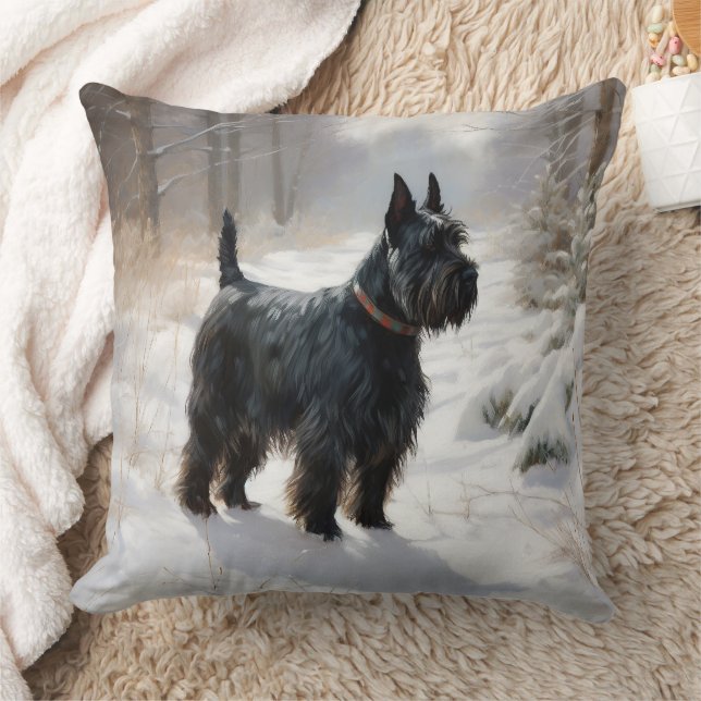 Cojín Decorativo Terrier Escocés Deja que nieve Navidad (Manta)