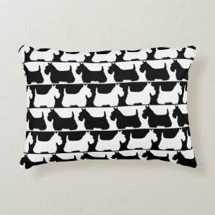 Cojín Decorativo Terrier escocés franja negro/blanco, perro de las