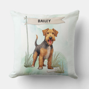 Cojín Decorativo Terrier Galés Acuarela Perro Personalizado