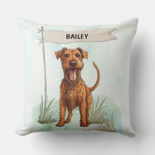 Cojín Decorativo Terrier Irlandés Acuarela Perro Personalizado