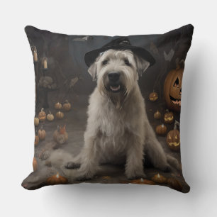 Cojín Decorativo Terrier Trigo Calabazas Halloween Espeluznante