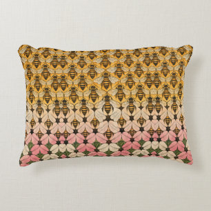 Cojín Decorativo Tesselación de abeja melífera y flor