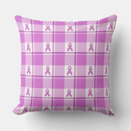 Cojín Decorativo Testicular Cancer Awareness Plaid Purple Ribbon