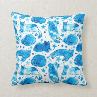Cojín Decorativo Testimonios de felina color agua Estrellas de colo