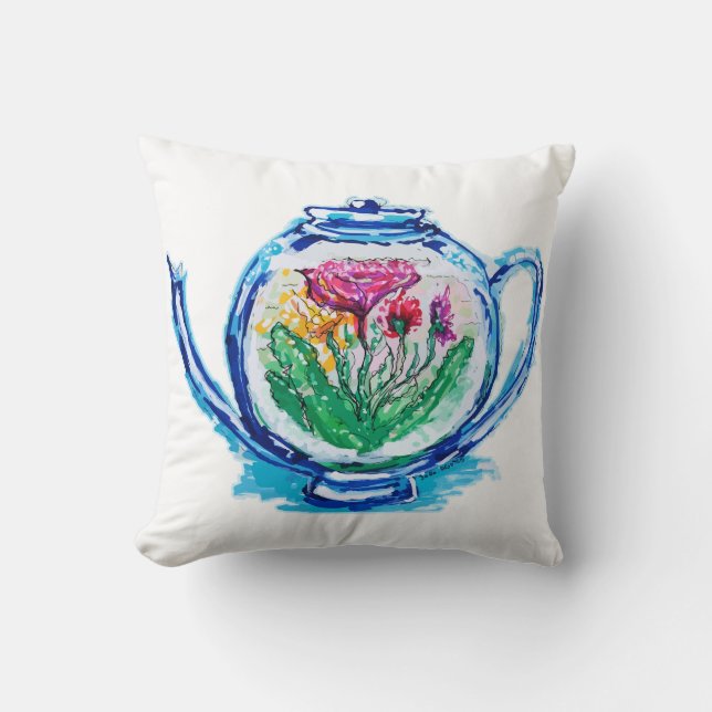 Cojín Decorativo Tetera de flores (Anverso)