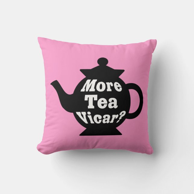 Cojín Decorativo ¿Tetera - más vicario del té? - Blanco y negro en (Anverso)