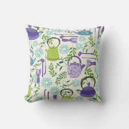 Cojín Decorativo Teteras y hojas japonesas