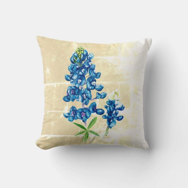 Cojín Decorativo Texas Bluebonnet en Beige (Anverso)