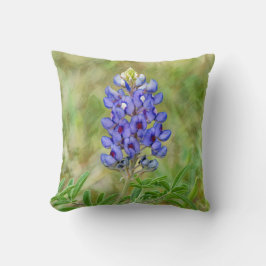 Cojín Decorativo Texas Bluebonnet Flower Blue Green Art Pillow