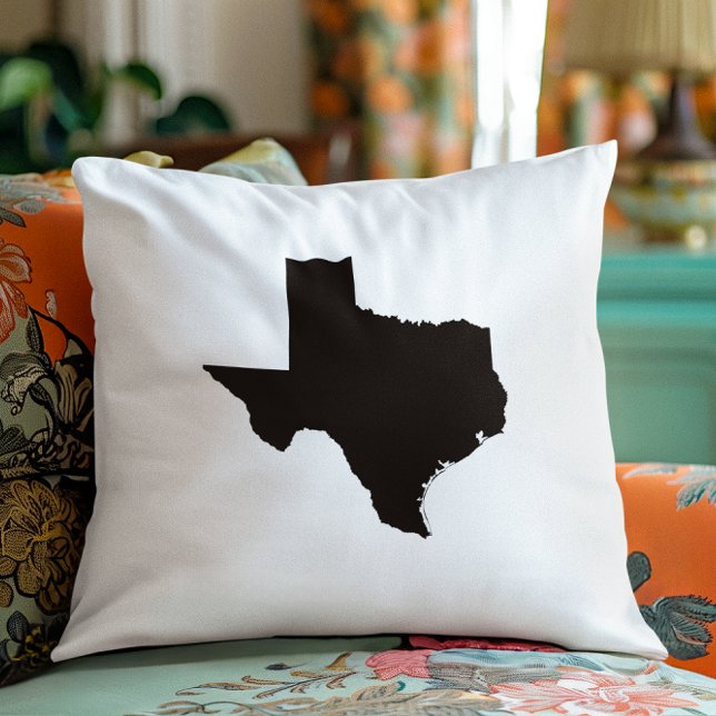 Cojín Decorativo Texas en blanco y negro (Texas in Black and White Throw Pillow)