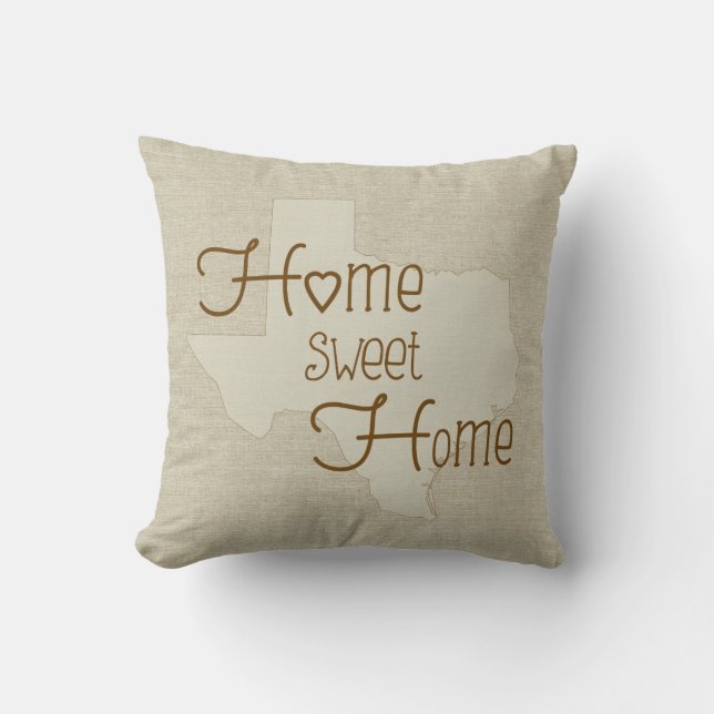 Cojín Decorativo Texas-Home Sweet Home burlap nombre personalizado (Anverso)