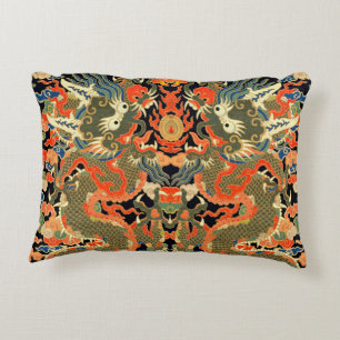 Cojín Decorativo Textil con estampado de dragón chino vintage Arte