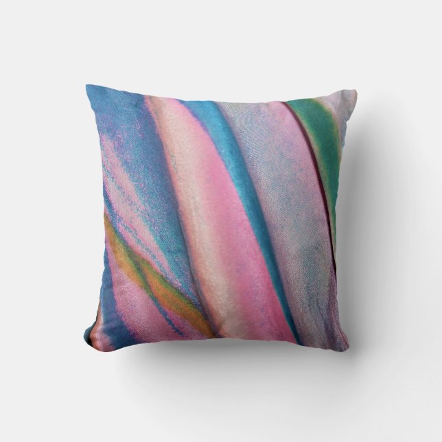 Cojín Decorativo Textil verde azul rosa (Anverso)