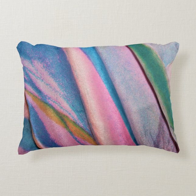 Cojín Decorativo Textil verde azul rosa (Anverso)