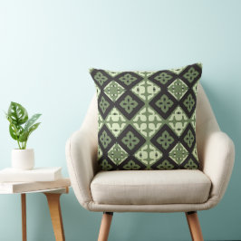 Cojín Decorativo textil verde cuadrado mosaico clásico regalo de mo