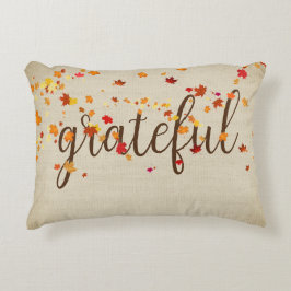Cojín Decorativo Texto agradecido con hojas de otoño