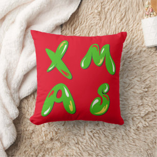 Cojín Decorativo Texto de burbuja de navidad