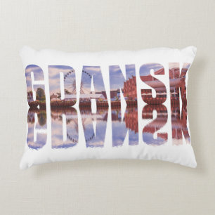Cojín Decorativo Texto de Gdansk con vista al casco antiguo con ref