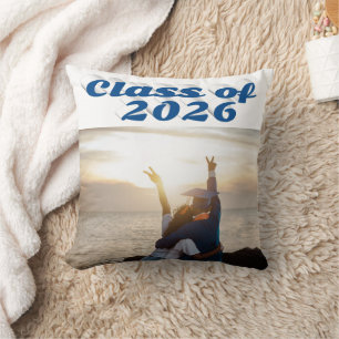 Cojín Decorativo Texto de graduación de la promoción de 2026 en azu