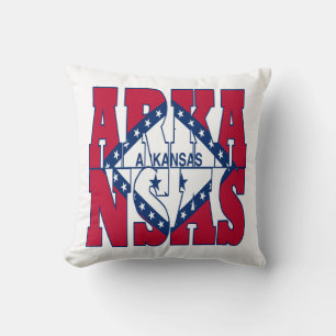 Cojín Decorativo Texto de la bandera de estado de Arkansas