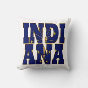 Cojín Decorativo texto de la bandera de Indiana