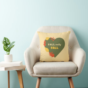 Cojín Decorativo Texto de otoño hojas Naranjas de corazón de otoño