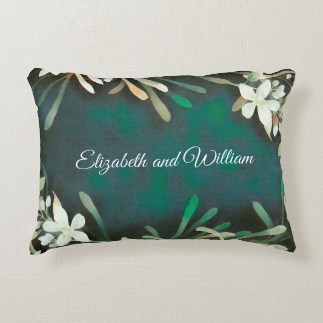 Cojín Decorativo Texto de personalizable de plantas tropicales gris (Anverso)
