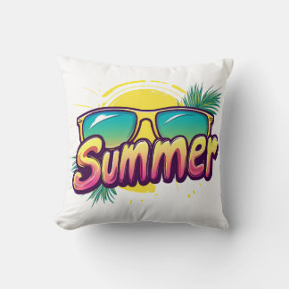 Cojín Decorativo Texto de verano - Diseño de gafas de sol de verano