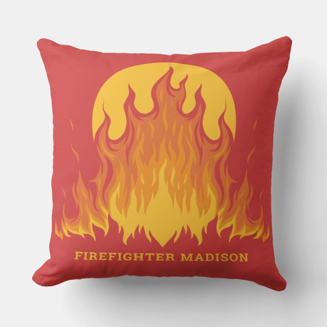 Cojín Decorativo Texto del personalizado Bombero (Anverso)