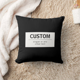 Cojín Decorativo Texto editable moderno en negrita | Blanco y negro