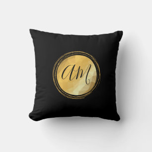 Cojín Decorativo Texto mínimo de personalizable geométrico dorado